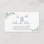 Boeken voor Baby Laundry Blue Greenery Baby shower Informatiekaartje (Voorkant)