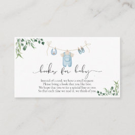 Boeken voor Baby Laundry Blue Greenery Baby shower Informatiekaartje