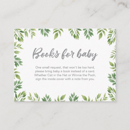 Boeken voor baby leafy Baby shower Insert Kaart (Voorkant)