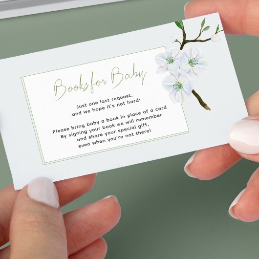 Boeken voor Baby light blue spring baby shower Informatiekaartje