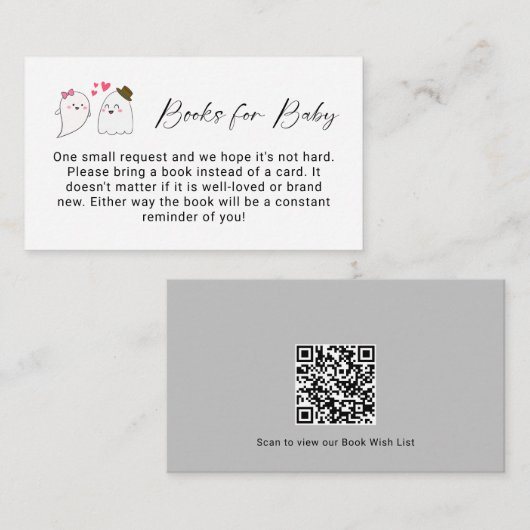Boeken voor Baby Little Boo Herfst Baby shower QR  Informatiekaartje (Voorkant / Achterkant)
