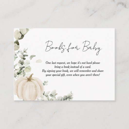 Boeken voor Baby Little Pumpkin Baby shower Informatiekaartje (Voorkant)