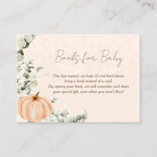 Boeken voor Baby Little Pumpkin Baby shower Informatiekaartje (Voorkant)