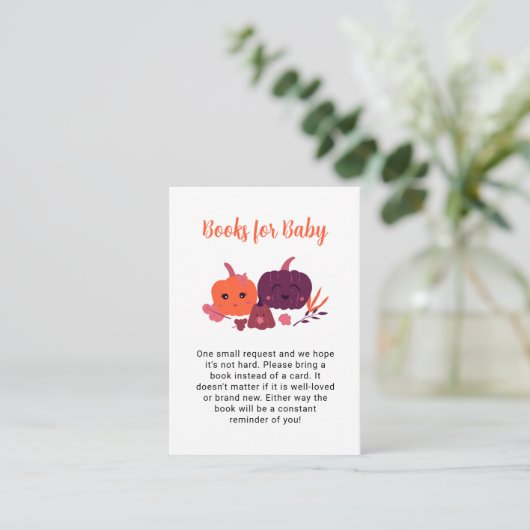 Boeken voor Baby Little Pumpkin Baby shower QR Cod Informatiekaartje (Staand voorkant)