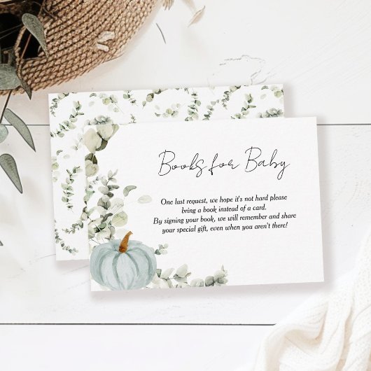 Boeken voor Baby Little Pumpkin Blue Baby shower Informatiekaartje