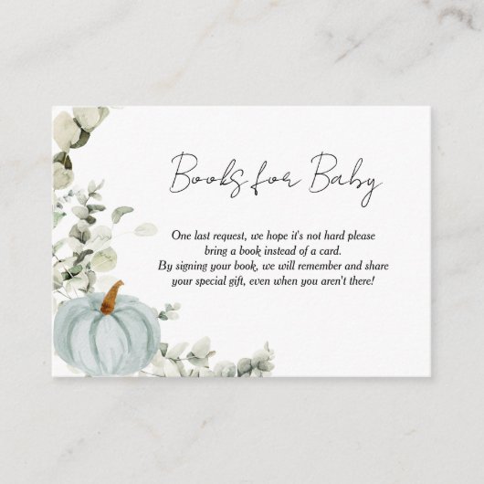 Boeken voor Baby Little Pumpkin Blue Baby shower Informatiekaartje (Voorkant)