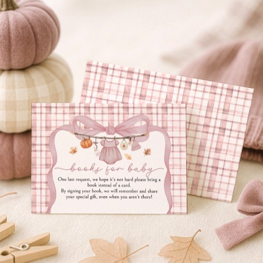 Boeken voor Baby Little Pumpkin Girl Baby shower Informatiekaartje