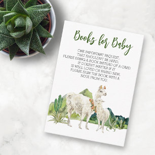 Boeken voor Baby Llama Mama Waterverf Baby shower Informatiekaartje