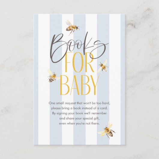 Boeken voor Baby Mama naar Bee Blue Baby shower Informatiekaartje (Voorkant)