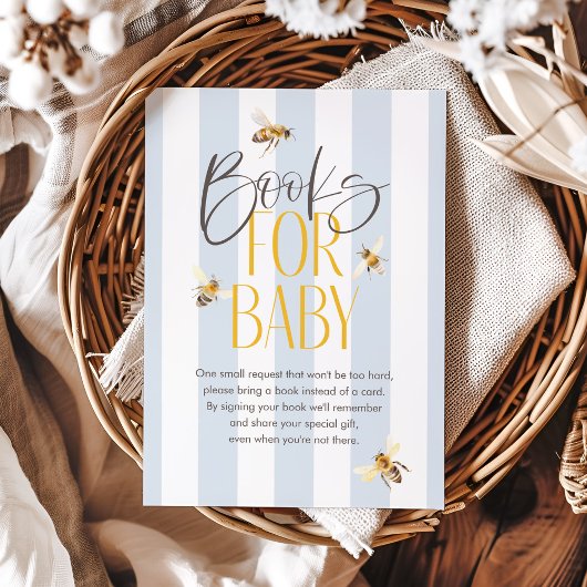Boeken voor Baby Mama naar Bee Blue Baby shower Informatiekaartje