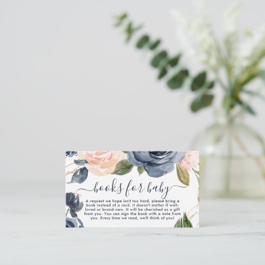 Boeken voor Baby marinesroze Baby shower Informatiekaartje (Staand voorkant)