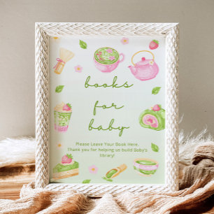 Boeken voor baby Matcha-thee Roze baby shower Poster