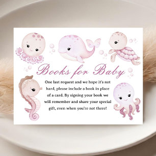 Boeken voor baby Meisje Roze Zee Baby Shower Informatiekaartje
