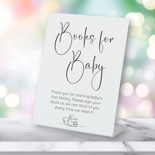 Boeken voor Baby Modern Script Baby shower Reclamebord Met Voetstuk