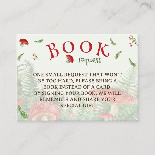 Boeken voor Baby Mushroom Baby shower Informatiekaartje (Voorkant)