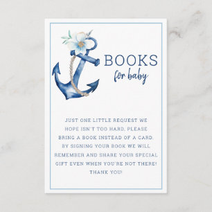 Boeken voor Baby Nautical Anchor Boy Baby shower Informatiekaartje