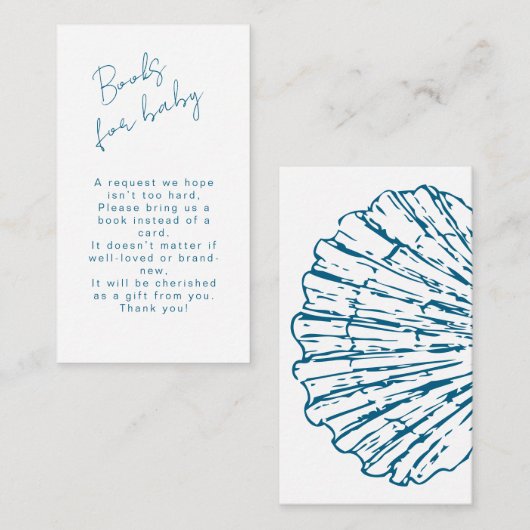 Boeken voor Baby Ocean Blue Scallop Baby Boy Showe Informatiekaartje (Voorkant / Achterkant)