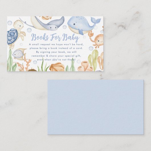 Boeken voor Baby Onder het zee dieren baby shower Informatiekaartje (Voorkant / Achterkant)