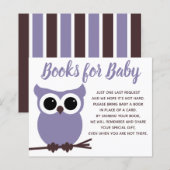 Boeken voor Baby Paars Owl Baby shower Insert (Voorkant / Achterkant)