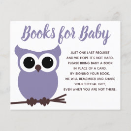Boeken voor Baby Paars Owl Baby shower Insert