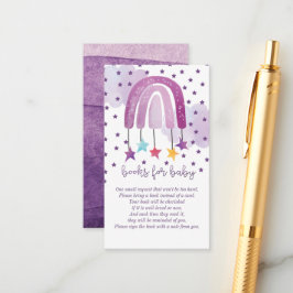 Boeken voor Baby Paars regenboogBaby shower Informatiekaartje