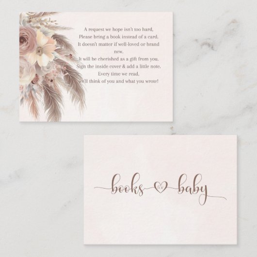 Boeken voor baby Pampas grass boho baby shower Informatiekaartje (Voorkant / Achterkant)