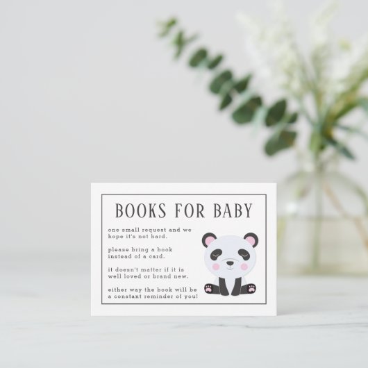 Boeken voor Baby Panda Baby shower Informatiekaartje (Staand voorkant)