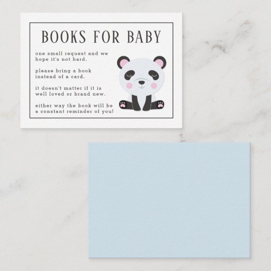 Boeken voor Baby Panda Baby shower Informatiekaartje (Voorkant / Achterkant)