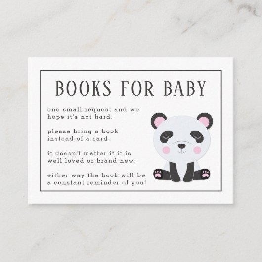 Boeken voor Baby Panda Baby shower Informatiekaartje (Voorkant)