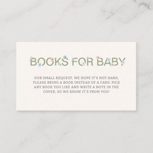 Boeken voor Baby Pastel Roze Blauw Bloemen Informatiekaartje (Voorkant)