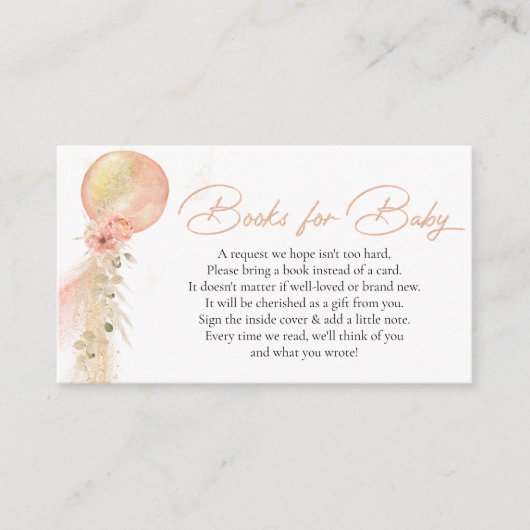 Boeken voor baby Pink Balloons Eucalyptus Boho Informatiekaartje (Voorkant)