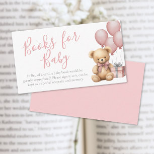 Boeken voor Baby Pink Beer Baby shower Informatiekaartje