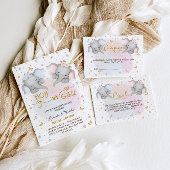 Boeken voor Baby Pink Blue Floral Elephant Informatiekaartje