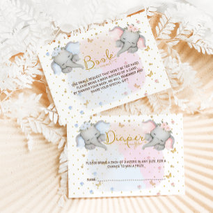 Boeken voor Baby Pink Blue Floral Elephant Informatiekaartje
