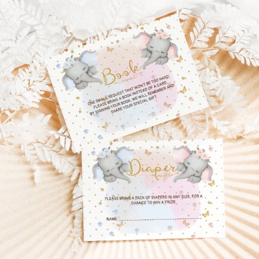 Boeken voor Baby Pink Blue Floral Elephant Informatiekaartje