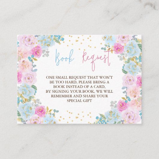 Boeken voor Baby Pink Blue Floral Informatiekaartje (Voorkant)