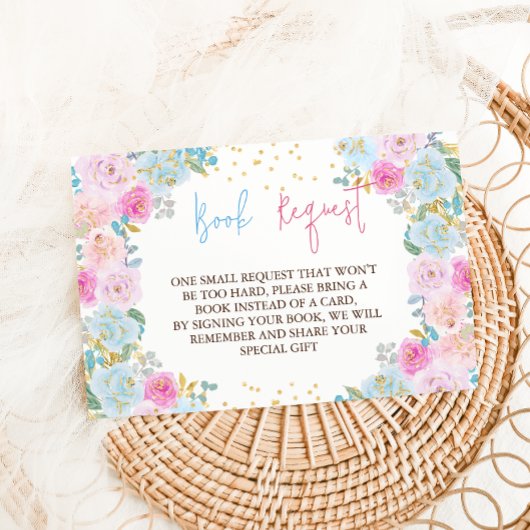 Boeken voor Baby Pink Blue Floral Informatiekaartje