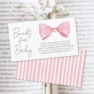 Boeken voor Baby Pink Bow Baby shower Enclosure Ka Informatiekaartje