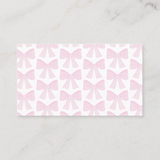 Boeken voor Baby Pink Bow Preppy Baby shower Visitekaartje (Achterkant)