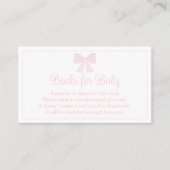 Boeken voor Baby Pink Bow Preppy Baby shower Visitekaartje (Voorkant)