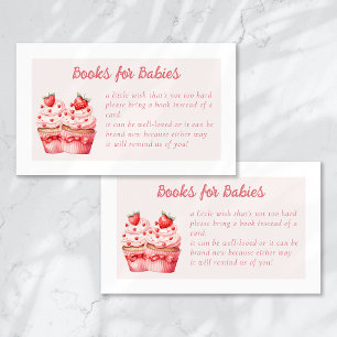 Boeken voor Baby Pink Cupcake Twin Baby shower Informatiekaartje