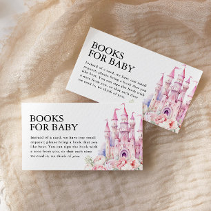Boeken voor Baby Pink Fairytale Castle Baby shower Informatiekaartje