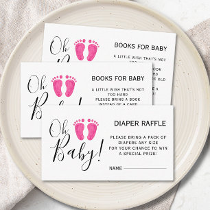 Boeken voor Baby Pink Feet Baby shower Informatiekaartje