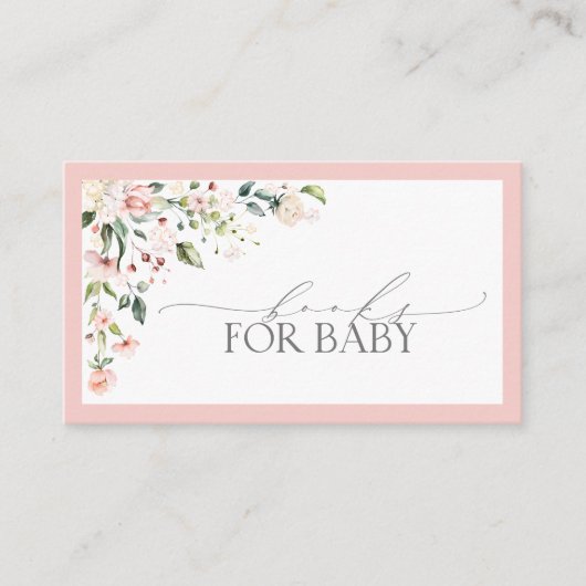 Boeken voor Baby Pink Floral Baby shower Informatiekaartje (Voorkant)