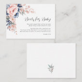Boeken voor Baby Pink Floral Script Baby shower Informatiekaartje (Voorkant / Achterkant)