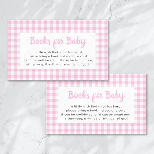 Boeken voor Baby Pink Gingham Baby shower Informatiekaartje