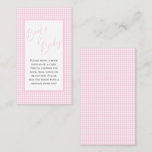 Boeken voor Baby Pink Gingham Enclosure Kaart (Voorkant / Achterkant)