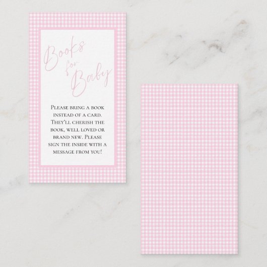Boeken voor Baby Pink Gingham Enclosure Kaart (Voorkant / Achterkant)