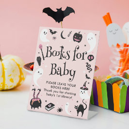 Boeken voor Baby Pink Halloween Baby shower Reclamebord Met Voetstuk