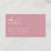 Boeken voor Baby Pink Minimalist Baby shower Informatiekaartje (Achterkant)